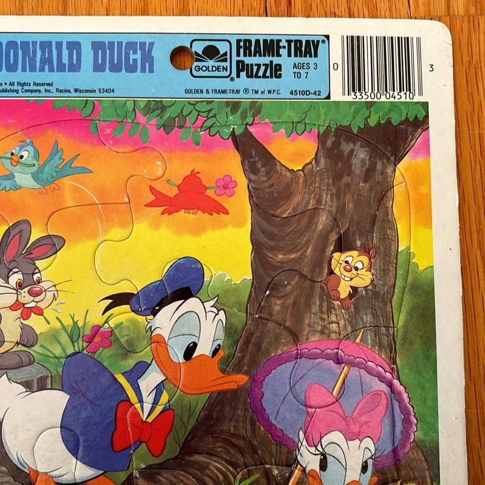 Vtg Disney Bundle 1 Micky Mouse 1 Donald Duck & Daisy Golden FrameTray Puzzles